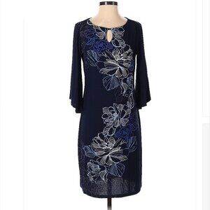 Dana Buchman Blue Floral Casual Dress Size S